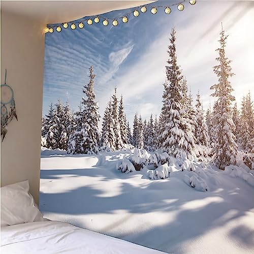 ANAZOZ Wandtuch Winterlandschaft 350x256, Wandteppiche Polyester Schnee und Baummuster Wanddeko für Schlafzimmer von ANAZOZ