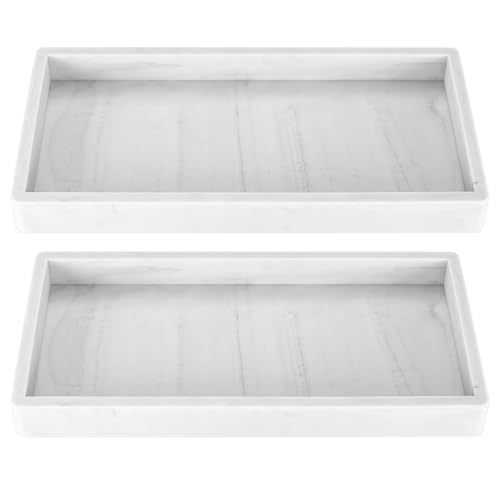 2 STK Badezimmer Dekotablett, Badezimmer Tablett, Muster Marmor Tablett, Silikon Deko Tablett, Schminktisch Tablett Organizer für Badewanne Küchenspüle Kosmetik Schmucktablett Schlüssel Schale von ANBEEISS