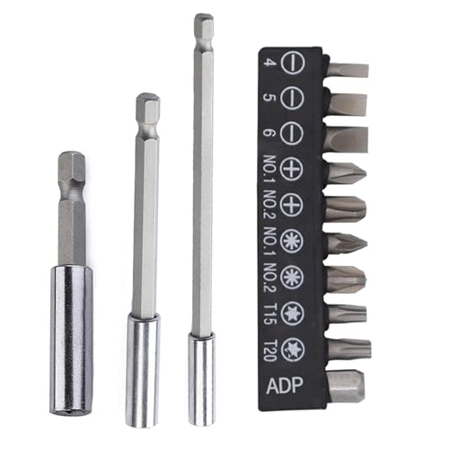 13-Teiliges 1/4 Bit Verlängerung Set - Magnetischer Bithalter 60/100/150mm für Akkuschrauber - Schnellwechsel Bithalter Mit 10 Bohrer 13-Teiliges 1/4 Bit Verlängerung Set - Magnetischer Bithalter 60/100/150mm für Akkuschrauber - Schnellwechsel Bithalter Mit 10 Bohrer von ANBOO