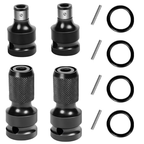4 x Schlagschrauber Bit Adapter, 1/2 auf 1/4 Zoll Bit Adapter, Elektroschrauber-Adapter Schlagschrauber Adapter, Bithalter Schlagschrauber für Schlagratschenschlüssel von ANBOO