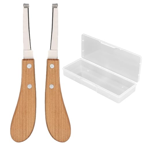ANBOO Hufmesser für Pferde 2er Set mit Aufbewahrungsbox - Beidhändig Hufschmied Werkzeug mit Hufkratzer für Pferde Rinder Schafe Esel, Rostfreier Stahl & Ergonomischer Griff von ANBOO