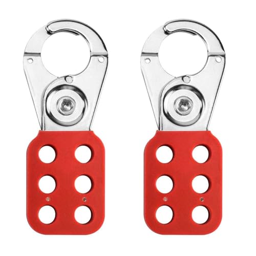 ANBOO Verriegelungshaspe Lockout, 2 Stück Sicherheitsschloss Lock Out Haspe 6 Löchern Haspen Lock zur Arbeitssicherheit Haspe 25 mm Öffnungsabstand von ANBOO