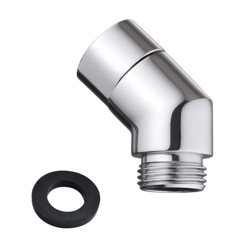 Handbrause Adapter 135 Grad, Duschschlauch Adapter, Gelenkstück Duschkopf, Winkelstück für Handbrause, Swivel Shower Head Adapter, Adapter für Duschschlauch, Mit Gummidichtung(Silber) von ANBOO