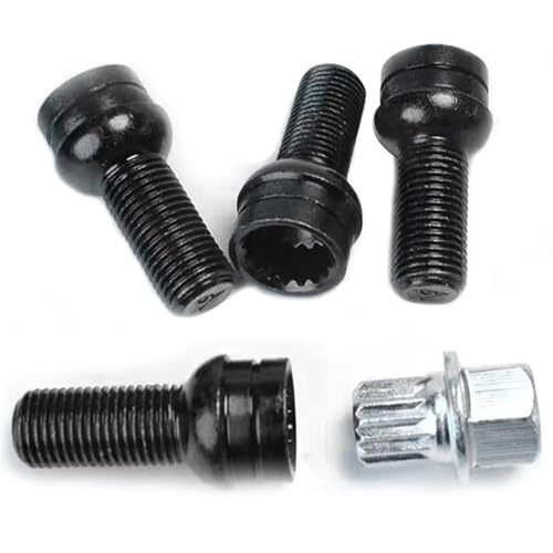 Set mit 4 Radbolzen Felgen Schrauben aus Stahl mit Radmuttern, Modell M14 x 1,5 mm, für den Schutz und die Sicherheit der Räder von ANBOO