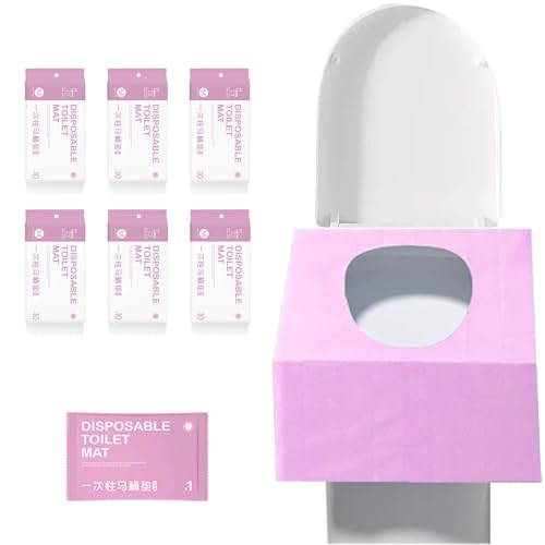 Einweg-Toilettensitzabdeckungen, 60Pcs wasserdichtes Toilettenpapier Pad für Kind, Frau, Mann, unabhängige Verpackung Reise-Toilettensitzabdeckungen für öffentliche Toilette (Pink) von ANBOSE