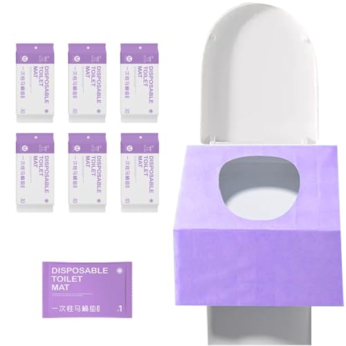 Einweg-Toilettensitzabdeckungen, 60Pcs wasserdichtes Toilettenpapier Pad für Kind, Frau, Mann, unabhängige Verpackung Reise-Toilettensitzabdeckungen für öffentliche Toilette (Purple) von ANBOSE