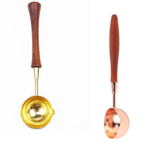 Wachslöffel geschmolzene Wachssiegelperlen, ANBOSE 2 Stück Wachsschmelzlöffel mit Holzgriff, tolles Werkzeug für Wachssiegelstempelset von ANBOSE