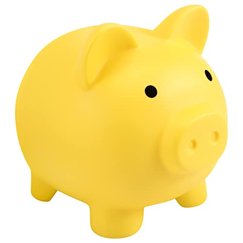 GroßEs Sparschwein, Unzerbrechliche Plastik Sparen Dose, Spardose für MäDchen und, Praktische Geschenke für Geburtstag (Gelb) von ANBP