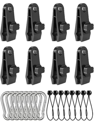 24 Zeltplanen Clips,Zelte Multifunktion Zeltklemme Set Krokodil Mund Clip Camping Zubehör Zelt mit Gebundene Seile und 3 Karabine für Zelte 24 Zeltplanen Clips,Zelte Multifunktion Zeltklemme Set Krokodil Mund Clip Camping Zubehör Zelt mit Gebundene Seile und 3 Karabine für Zelte von ANBWEHR