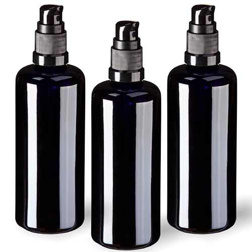 ANCEVIA MIRON VIOLETTGLAS - Pumpflaschen Orion 100 ml inkl. Lotionspumpe 3er Set, besserer UV-Schutz als Braunglas! - pump bottle - MG10684 von ANCEVIA