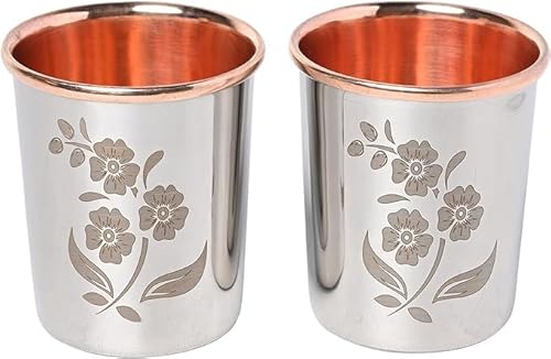 ANCIENTIMPEX Set mit 2 gehämmerten Trinkgläsern aus Edelstahl und innerem reinem Kupfer für Ayurveda-Gesundheitsvorteile, Fassungsvermögen: 250 ml ANCIENTIMPEX Set mit 2 gehämmerten Trinkgläsern aus Edelstahl und innerem reinem Kupfer für Ayurveda-Gesundheitsvorteile, Fassungsvermögen: 250 ml von ANCIENTIMPEX