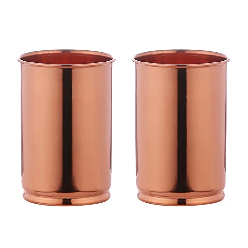 AncientImpex Reines Kupfer (99,74 Prozent) Becher Set mit 2 Reisekupfergläsern zum Servieren von Wasser 350 ml Fassungsvermögen von ANCIENTIMPEX