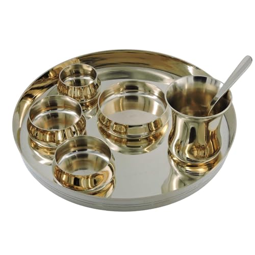 Pure Kansa Thali Set - 7-teiliges authentisches Bronze-Geschirr | handgefertigtes ayurvedisches Bronze-Tafelservice für gesunde Ernährung Pure Kansa Thali Set - 7-teiliges authentisches Bronze-Geschirr | handgefertigtes ayurvedisches Bronze-Tafelservice für gesunde Ernährung von ANCIENTIMPEX