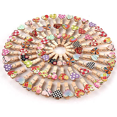 ANCLLO 100 Stück Mini-Wäscheklammern mit Herzen, Bunt Herz Holz Clips Wäscheklammern Mini Holz Klammern deko klammern für DIY Fotos Clips Hochzeit Geschenk Craft Decor ANCLLO 100 Stück Mini-Wäscheklammern mit Herzen, Bunt Herz Holz Clips Wäscheklammern Mini Holz Klammern deko klammern für DIY Fotos Clips Hochzeit Geschenk Craft Decor von ANCLLO