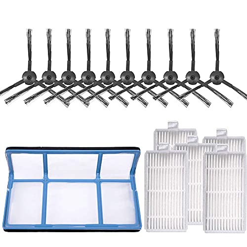 ANCLLO 16-teiliges Staubsaugerfilter-Set Ersatz für Roboter-Staubsauger V3 V3S V5 V5s Pro Roboter-Staubsauger 5 Filter und 10 Seitenbürsten und 1 Primärfilter von ANCLLO
