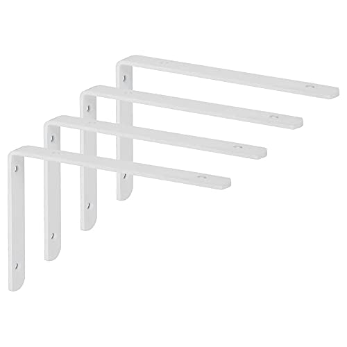 ANCLLO 4 Stück 200 x 140 mm schwebende Regalhalterungen aus Metall, robuste Eckstreben, Wandaufhängung - Weiß von ANCLLO