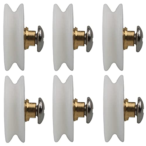 ANCLLO 6 Stück Durchmesser 22,5 mm Ersatz-Duschtürrollen, Läufer, Räder, gerillt von ANCLLO