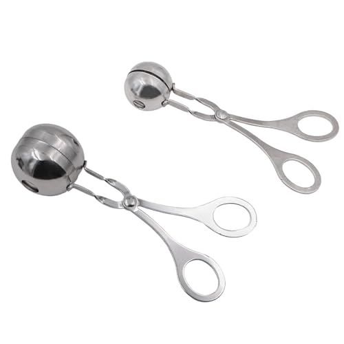 ANCLLO Fleischbällchen, Edelstahl Antihaft Fleischbällchenmacher, Zange, Cake Pop Meatball Maker Eiszange, Keksteig Schaufel für Küche (3,5 cm und 4,5 cm) von ANCLLO