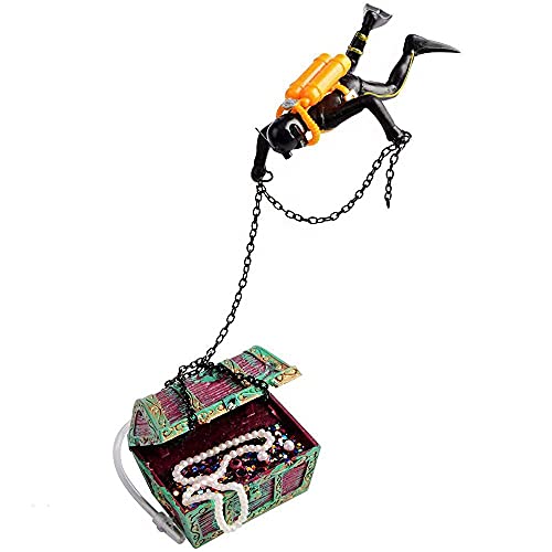 ANCLLO Kreatives Aquarium-Ornament Action Unterwasser-Schatztruhe Taucher Fisch Tank Unterwasser Dekor, schwarz von ANCLLO