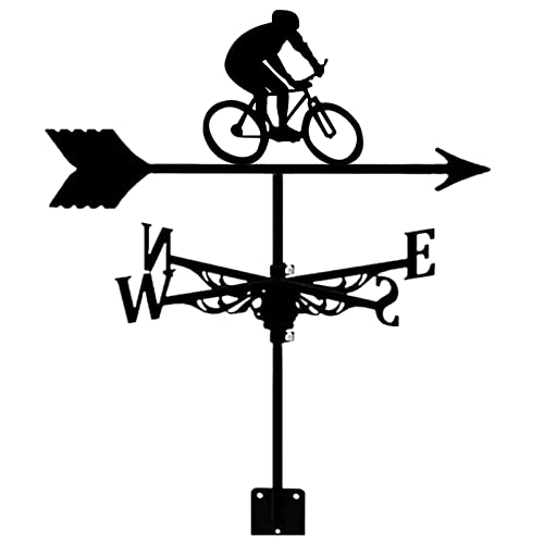 ANCNA-U Fahrrad-Silhouette-Wetterfahne, langlebige Windfahne aus Metall, Windrichtungsanzeiger mit Korrosionsschutz-Sprühfarbe, zum Dekorieren von Garten, Terrasse, Bauernhof, Scheune, Garag von ANCNA-U