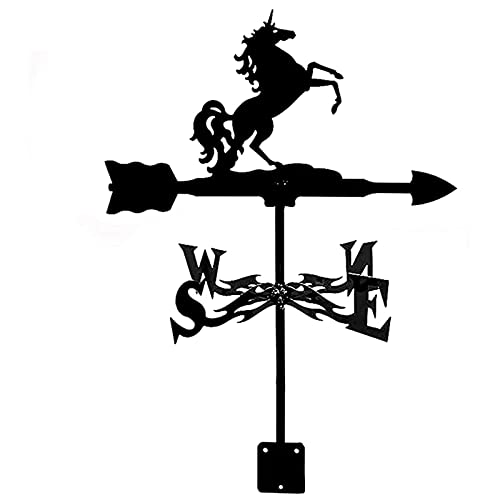 ANCNA Steed Einhorn Wetterfahne Metall Edelstahl Windfahne Retro Wetterhahn Windrichtungsanzeiger mit Anti-Rost-Beschichtung Garten Terrasse Yard Ornament von ANCNA
