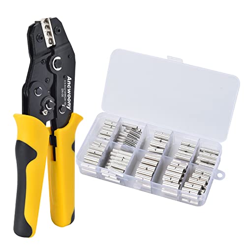 ANCWOONY Draht-Crimpwerkzeug-Set für nicht isolierte Terminals Ratschen-Crimpzange AWG20-10 mit 240 Stück BN nicht isolierten Stoßverbinder-Kit Crimpverbinder-Set von ANCWOONY