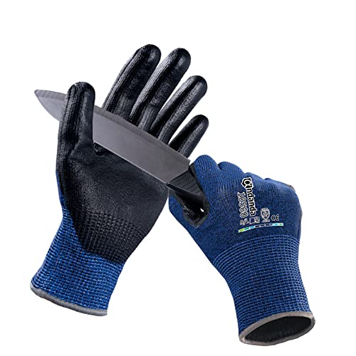 ANDANDA Schnittfeste Handschuhe Arbeitshandschuhe 6 Paar mit PU-Beschichtung in M –Level 5 Schnittschutz PU-Beschichtung dünn und leicht für Montage, Bauen von ANDANDA