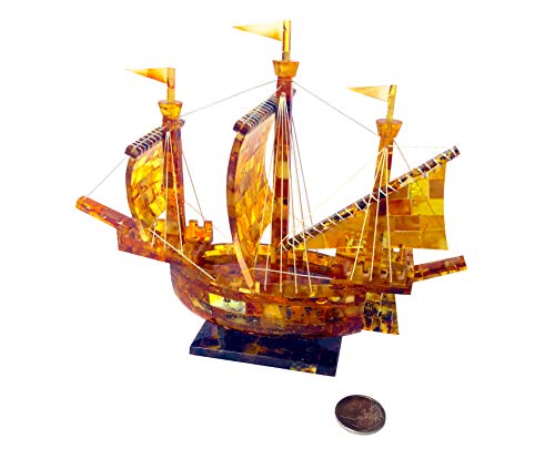 ANDANTE - Bernstein - Schiff - Luxury Collection - aus 100% Natur OSTSEE Bernstein - Handarbeit Skulptur Sammlerstück Luxus Deko Kunstwerk Unikat - Zertifiziert - Gold des MEERES von ANDANTE