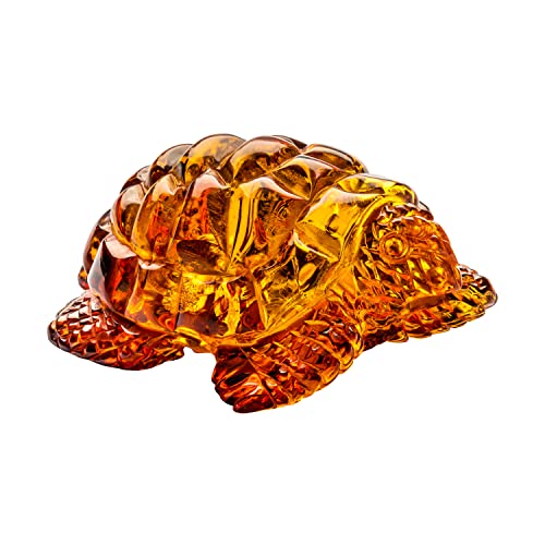 ANDANTE Premium Collection - Natur OSTSEE Bernstein ** Schildkröte ** Skulptur Luxus Kunstwerk Unikat Handarbeit - aus einem Stück Bernstein geschnitzt - Zertifiziert - Gold des Meeres - Farbe Cognac von ANDANTE