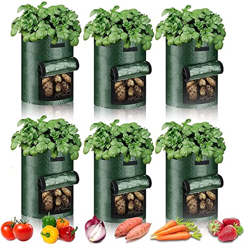 ANDAST Kartoffel-Pflanzsäcke, 7 Gallonen Kartoffel-Pflanzsäcke, Tomaten-Pflanzsäcke, Kartoffel-Pflanzsäcke, Grow-Säcke, Pflanzsäcke für Kartoffeln, Gemüse, Blumen, Pflanzen (6er Pack) von ANDAST