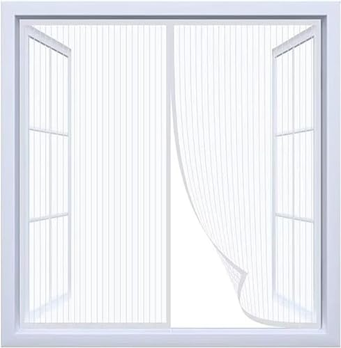 Magnet Fliegengitter BalkonFenster Insektenschutz Fenster mit Klettband, Magnet Fliegenvorhang, Luft kann frei strömen, Passt Fenster verhindert das Eindringen von Insekten, 95x175cm, Weiß von ANDHMAIY
