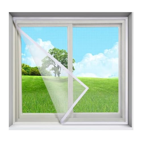 Windows Screen Wiederverwendbare DIY Fenster Bildschirm Lichtdurchlässigkeit Atmungsaktiv für Lett Zimmer Balkon Schutz,110x175cm,Weiß von ANDHMAIY