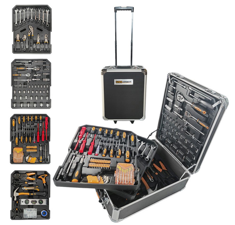 ANDIARBEIT Werkzeugset "Alleskönner" Werkzeugkoffer Trolley 1000-tlg., (Hammer, Wasserwaage, Cuttermesser, Schere, Crimpzange, Isolierband, Schrauben, u.v.m) ANDIARBEIT Werkzeugset "Alleskönner" Werkzeugkoffer Trolley 1000-tlg., (Hammer, Wasserwaage, Cuttermesser, Schere, Crimpzange, Isolierband, Schrauben, u.v.m) von ANDIARBEIT