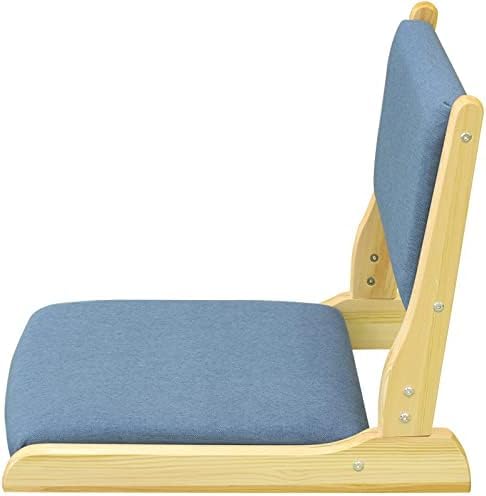 ANDRAX Tatami-Stuhl mit Rückenlehne, Meditations-Bodenstuhl, tragbarer beinloser Stuhl im japanischen Stil, Liegesofa aus Holz, Erkerfenster, Balkon, Wohnzimmerstuhl, Bodensitz (Blau, 52x43x45cm) von ANDRAX