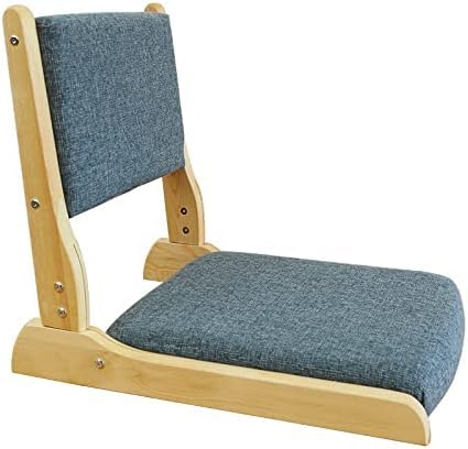 ANDRAX Tatami-Stuhl mit Rückenlehne, Meditations-Bodenstuhl, tragbarer beinloser Stuhl im japanischen Stil, Liegesofa aus Holz, Erkerfenster, Balkon, Wohnzimmerstuhl, Bodensitz (Blue A, 52x43x45cm) von ANDRAX