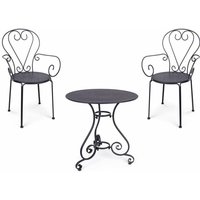 Set Etienne Runder Couchtisch mit farbigen Sesseln aus pulverbeschichtetem Stahl für Garten und Bar in matter Ausführung -Bausatz mit zwei Sesseln von BIZZOTTO