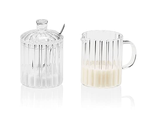 ANDREA HOUSE Set aus Zuckerdose und Milchkännchen aus Glas ANDREA HOUSE Set aus Zuckerdose und Milchkännchen aus Glas von ANDREA HOUSE