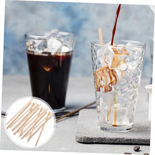 ANDRESLAD 100 Stück Holzrührstäbchen Biologisch Abbaubar Leichte Holz Rührer für Kaffee Cocktails Heiße Kalte Getränke Geeignet Vielseitige Holzstäbchen zum Mischen und Wiederverwendbar von ANDRESLAD