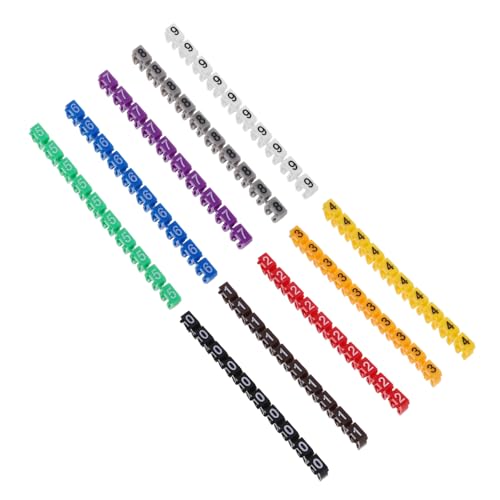 ANDRESLAD 100 Stück Kabelmarkierungsröhrchen Bunte Kunststoff Drahtnummern für Mm² Kabel Farbcodierte Kabelkennzeichnung DIY Kabelhalter von ANDRESLAD