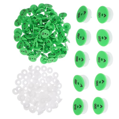 ANDRESLAD 100 Stück Nummerierte Ohrmarken für Kaninchen und Kleine Haustiere Grün Einfache Befestigung Hohe Sichtbarkeit für Haustier Bauernhof identifikation von ANDRESLAD