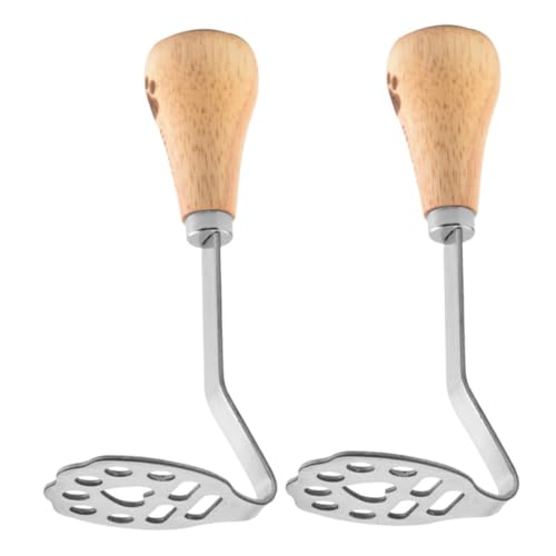 ANDRESLAD 2 Stück Edelstahl Kartoffelstampfer mit Holzgriff Ergonomisches Küchenwerkzeug zum Stampfen von Kartoffelpüree Avocado Bohnen Leicht zu Reinigen Spülmaschinengeeignet Vielseitig von ANDRESLAD