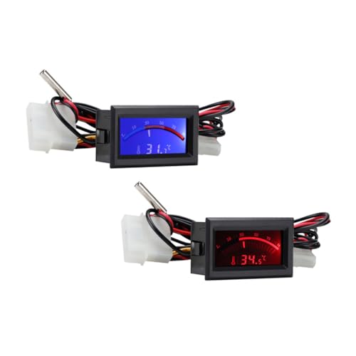 ANDRESLAD 2 Stück Eingebettetes Dual Anzeige Elektronisches Thermometer Blau+Rot 2 Stück Präzise Temperaturmessung für Kühlschrank Wasserbehälter Inkubator Geeignet für Haushalt von ANDRESLAD