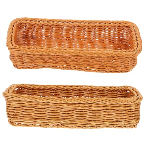 ANDRESLAD 2 Stück Geflochtene Aufbewahrungskörbe Multifunktional für Besteck Gewürzgläser und Snacks Robustes Material Naturbraun für Küche und Tischdekoration von ANDRESLAD