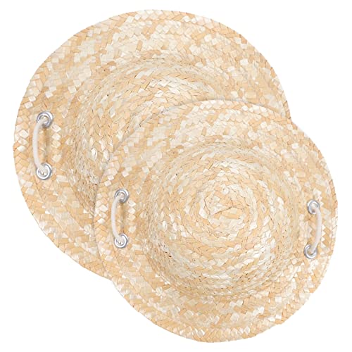 ANDRESLAD 2 Stück Mini Strohhut Kleine Handgefertigte Puppenhüte für DIY Bastelprojekte Leichte Dekorative Foto Requisiten Geeignet für Bjd Puppen Langlebig und Detailreich Gestaltet von ANDRESLAD