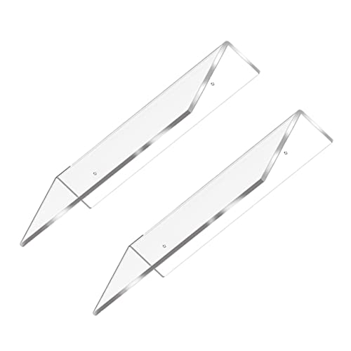 ANDRESLAD 2 Stücke Wandregal Kunststoff Schwebendes Bücherregal für Badezimmer Wandmontierte Regale Transparent für Wohnzimmer und Schlafzimmer Installieren von ANDRESLAD