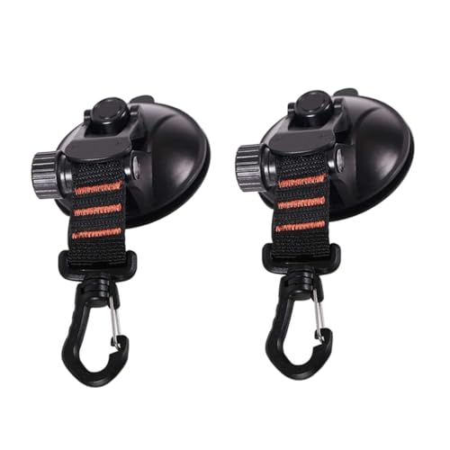 ANDRESLAD 2 Stück Saugnapf Haken Schwerlast Auto Camping Befestigung Traceless Saugnäpfe mit Karabiner für Zelttarp Vorzelt Zubehör Schwarz von ANDRESLAD