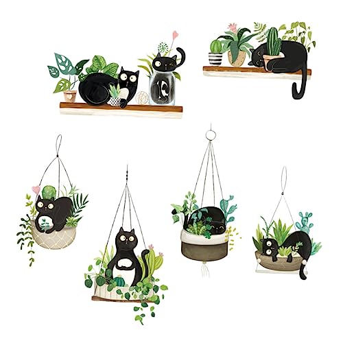 ANDRESLAD 2 Stück Selbstklebende Katzen Wandaufkleber PVC Cartoon Wandtattoos Schlafzimmer Kinderzimmer DIY Wanddeko Langlebig und Praktisch Geeignet für Glatte Wände und Schränke von ANDRESLAD