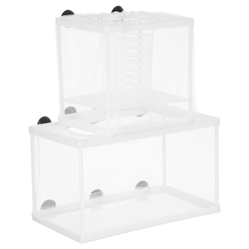 ANDRESLAD 2 Stück Teiliges Fischzuchtbox mit Feinem Netz Fischbrut isolationsnetz für Aquarium Stabiles Aufzuchtbecken für Babyfische Geeignet für Garnelen Betta Clownfisch Guppy von ANDRESLAD