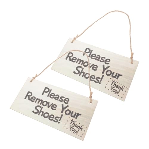 ANDRESLAD 2 Stück Teiliges Holzschild Bitte Schuhe Ausziehen mit Klarer Aufschrift für Haustür Vintage Türschild Dekorativ für Zuhause Hotel Büro und Eingang von ANDRESLAD