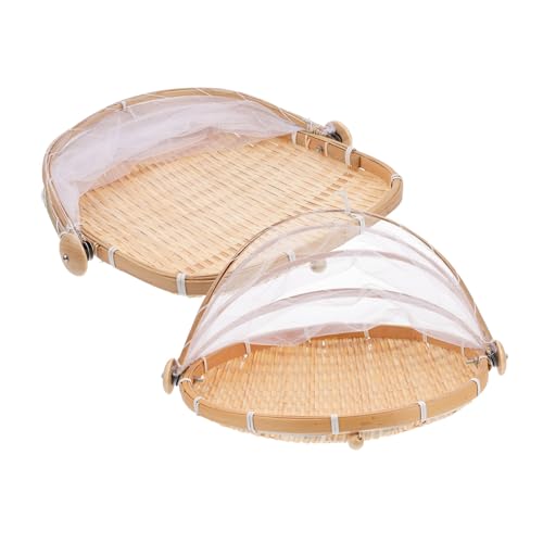 ANDRESLAD 2 Stück Teiliges geflochtenes Aufbewahrungskorb Moskitonetz Multifunktionale Obst Gemüsekörbe Handgefertigt Formstabil Natürliche Dekoration für Zuhause von ANDRESLAD